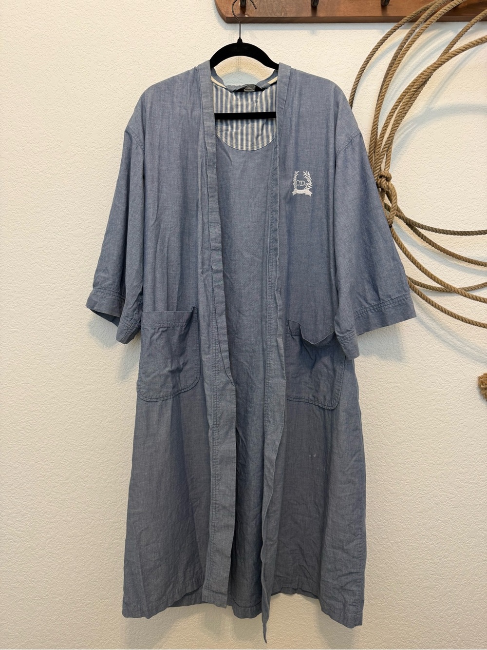 Vintage 90s Christian Dior Monsieur Chambray Cotton Robe (OS)